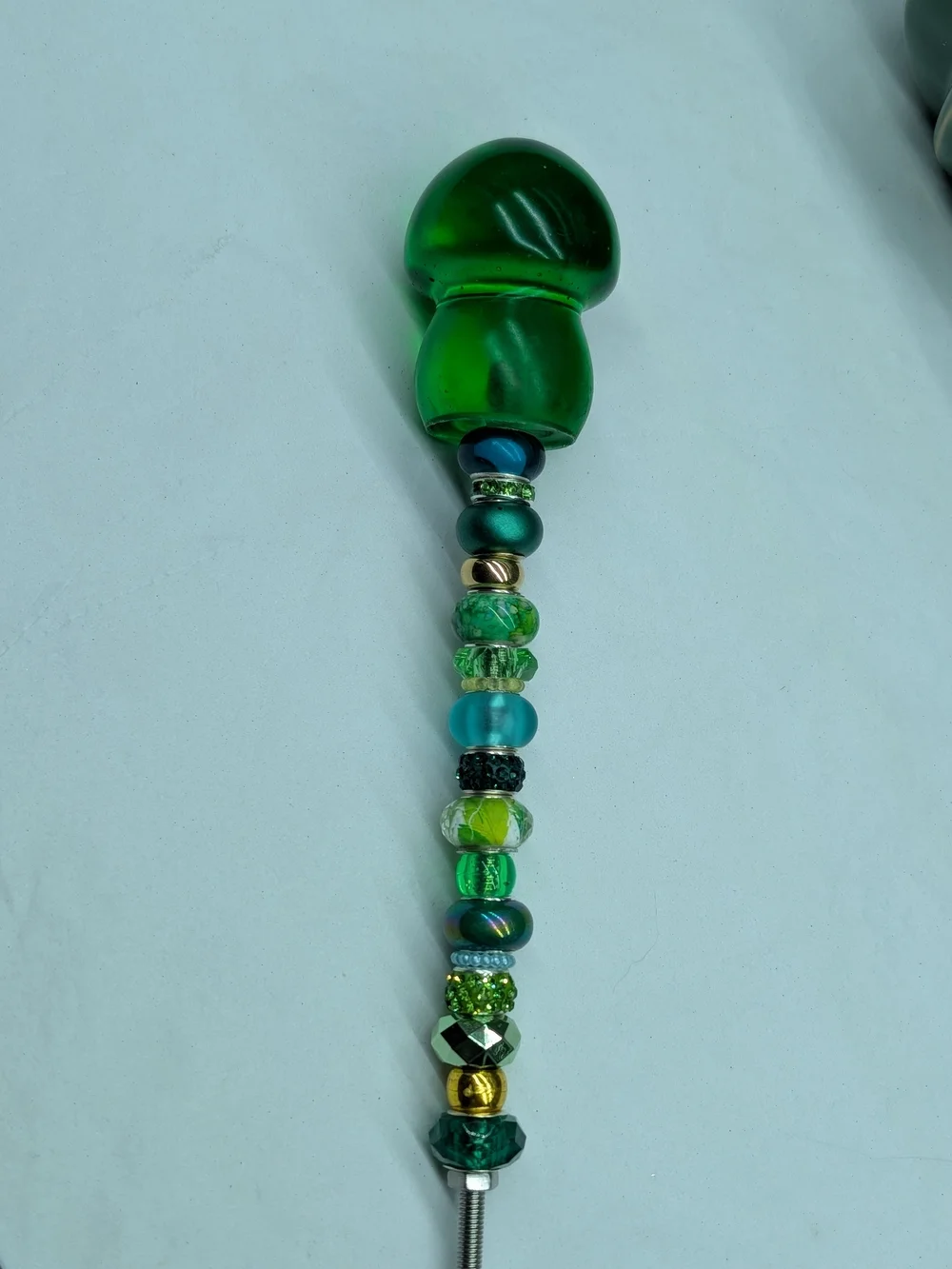 Hand Made Fairy Wand/Plant/Garden Stake W/Green Resin Mushroom Topper 🍄